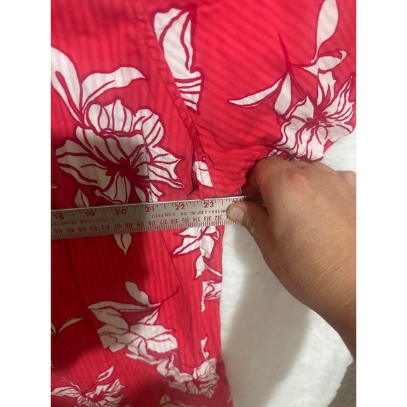 GAP XXL Mens Floral Button‎ Up Shirt Short Sleeve Red White Tropical - Picture 3 of 6